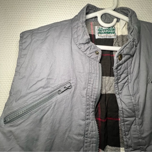 Outdoor Exchange Men's Gray Quilted Vest Size Large Camping Plaid Layering VTG - Picture 6 of 8